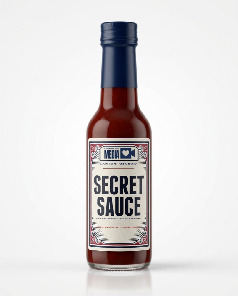 A bottle of Open Heart Media secret sauce